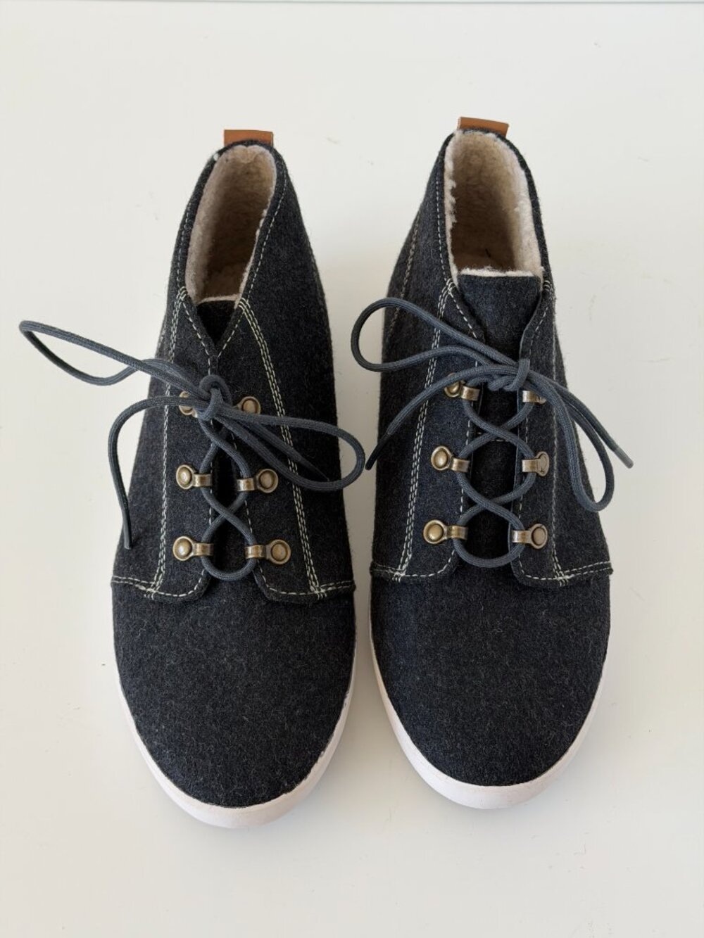 Fred Perry Womens Wool Chukka Boot Size 8 Grey Shearling Lined B1098W